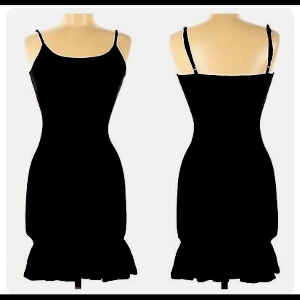 Hera Collection Black Ruffle Hem Tank Sleeveless Sweater Dress NWT